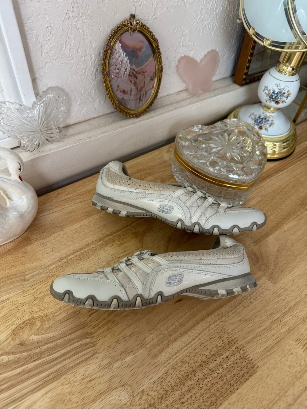 Skechers Y2K Sporty Ballet Flats Beige Mesh Slip On Sneakers Size 7